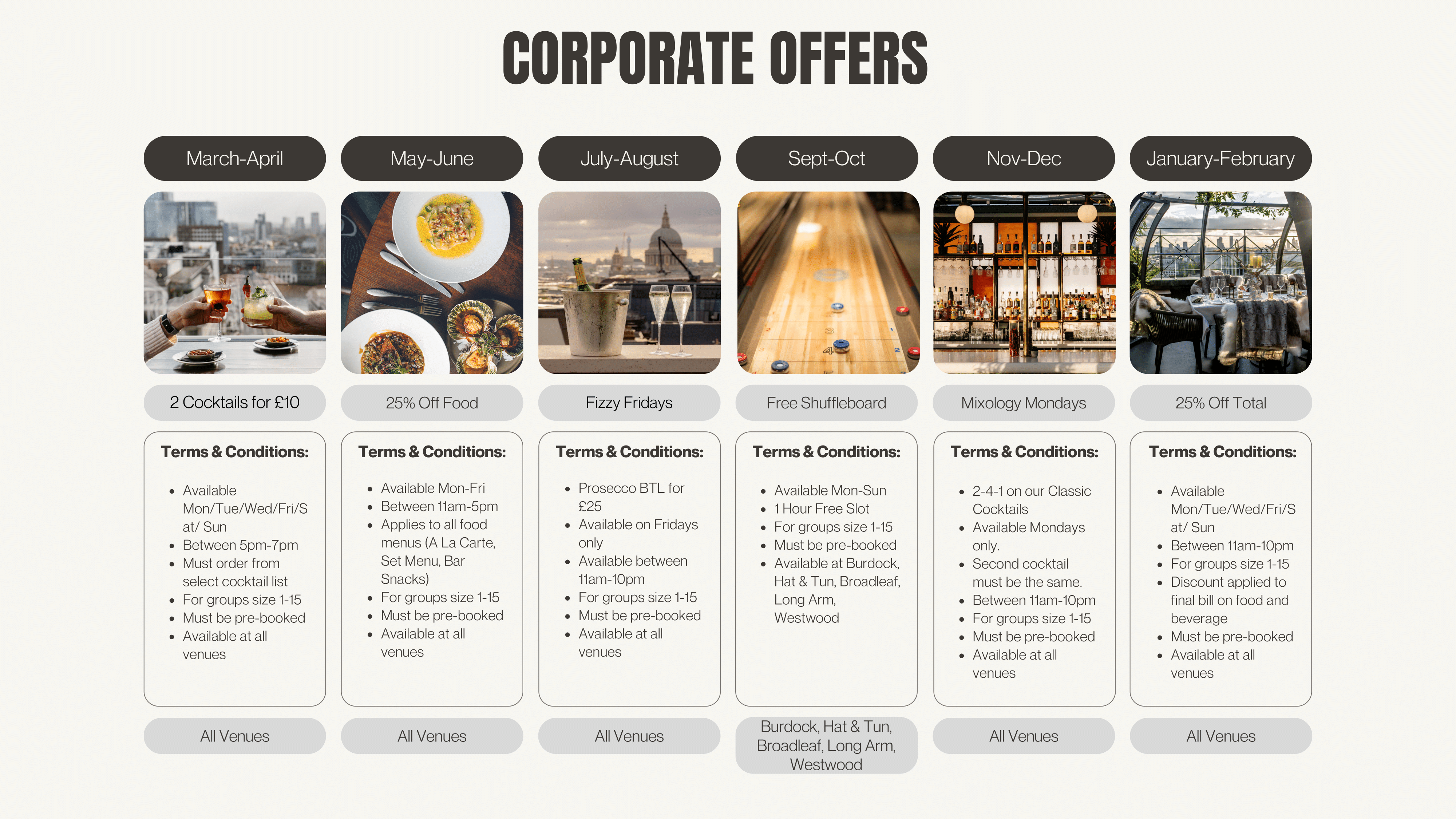 Corporate offers for corporate events at ETM Group